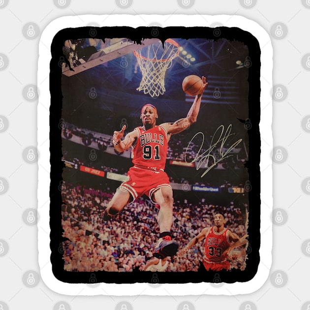 Dennis Rodman In Chicago Bulls Dunk Vintage Sticker by CAH BLUSUKAN